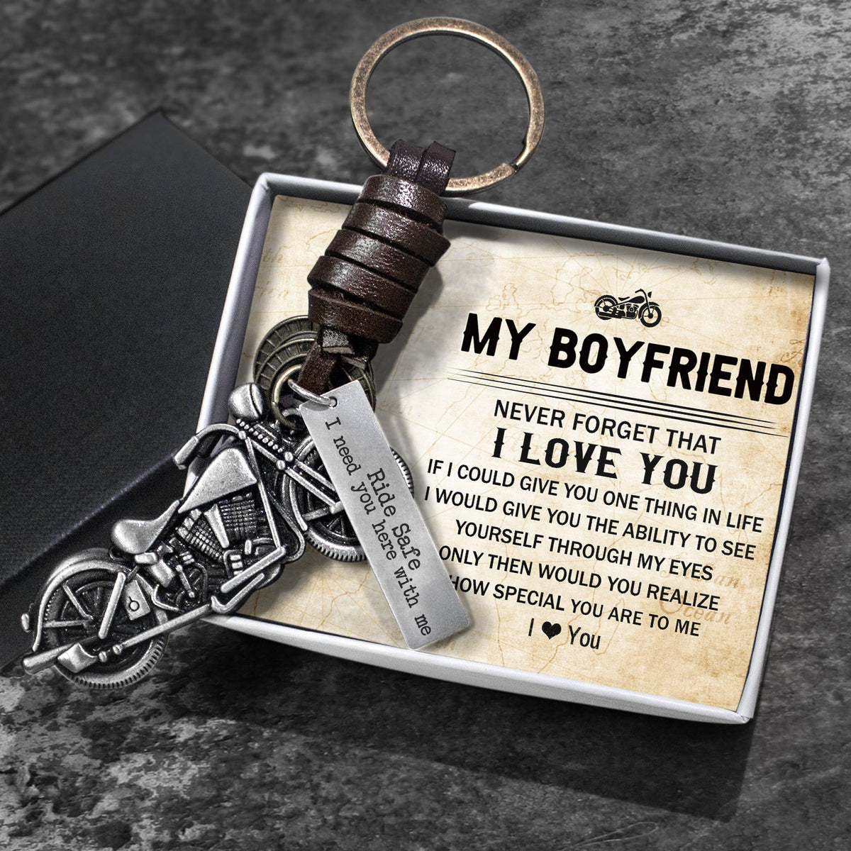 Motorcycle Keychain - Biker - To My Man - Ride Safe, I Need You Here With Me